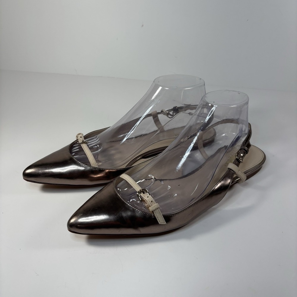 Coach Leather Slingback Flats Buckle Pointed Toe Women's Shoes 10 B